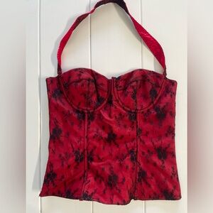 Frederick’s of Hollywood Black & Red Lace Corset, Size 38 - Large, EUC